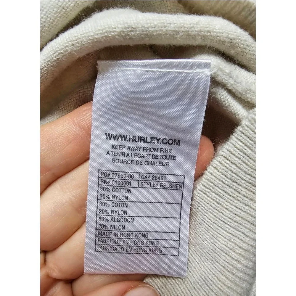 HURLEY Grey Long‎ Sleeve Top Grey Scoop Neck Crop Sweater Womens Small